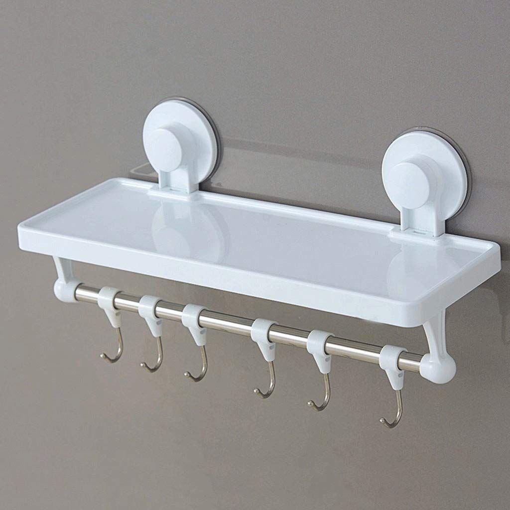 bathroom shelf, Double Towel Bar Holder with Hooks Wall Mounted Multifunctional Foldable Brushed