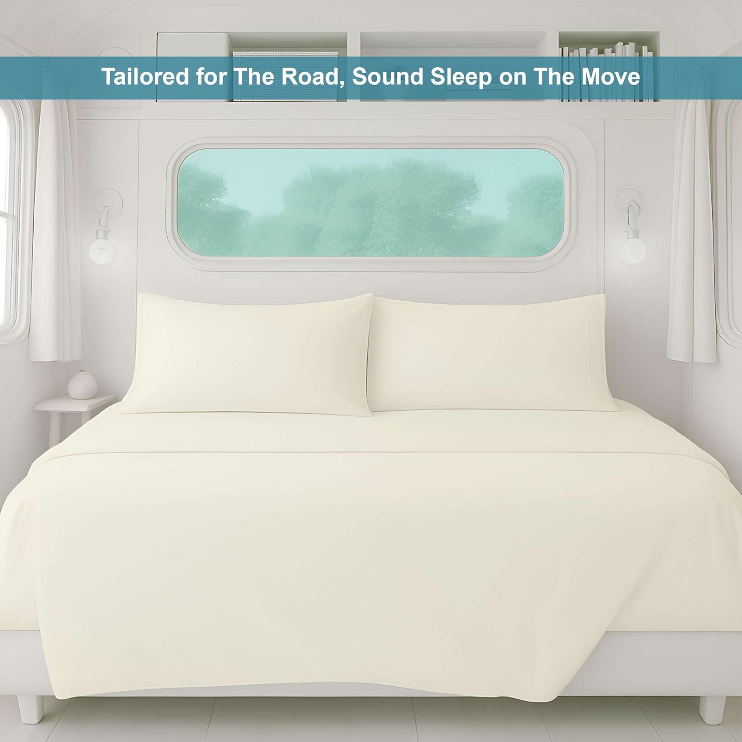 Twin (38x75) Sheet Set 4 Piece - Ivory, Deep Pocket Fits 15 Inch Mattress, Brushed Microfiber, Ideal for Home, RV Bunks, Guest Beds & Travel Trailers, Lightweight & Machine Washable