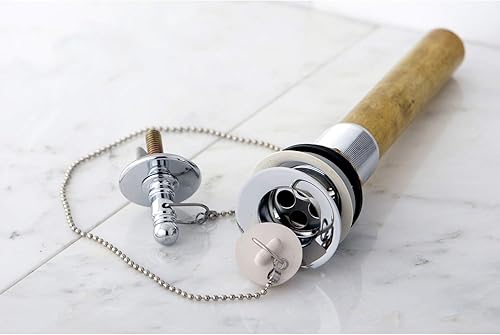 Miniatura 2 de Kingston Brass CC1001 - Desagüe de baño con desbordamiento de cadena vintage y enchufe, 2-516 pulgadas, cromo pulido