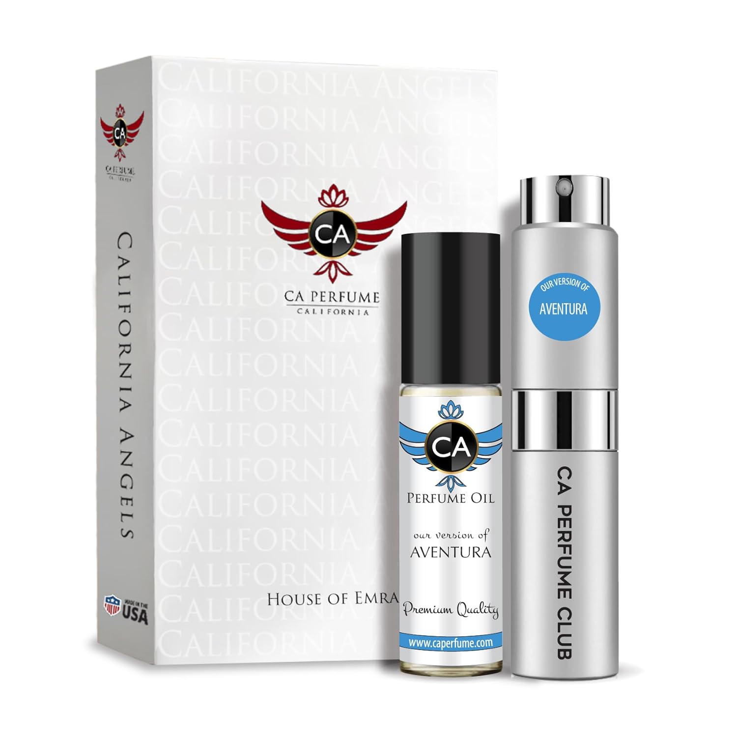 CA Perfume Duo Impression of Aventura For Men Cologne Eau de Parfum + Fragrance Body Oil Travel Size Roll-On Bottle 0.27 Fl Oz+0.33 Fl Oz