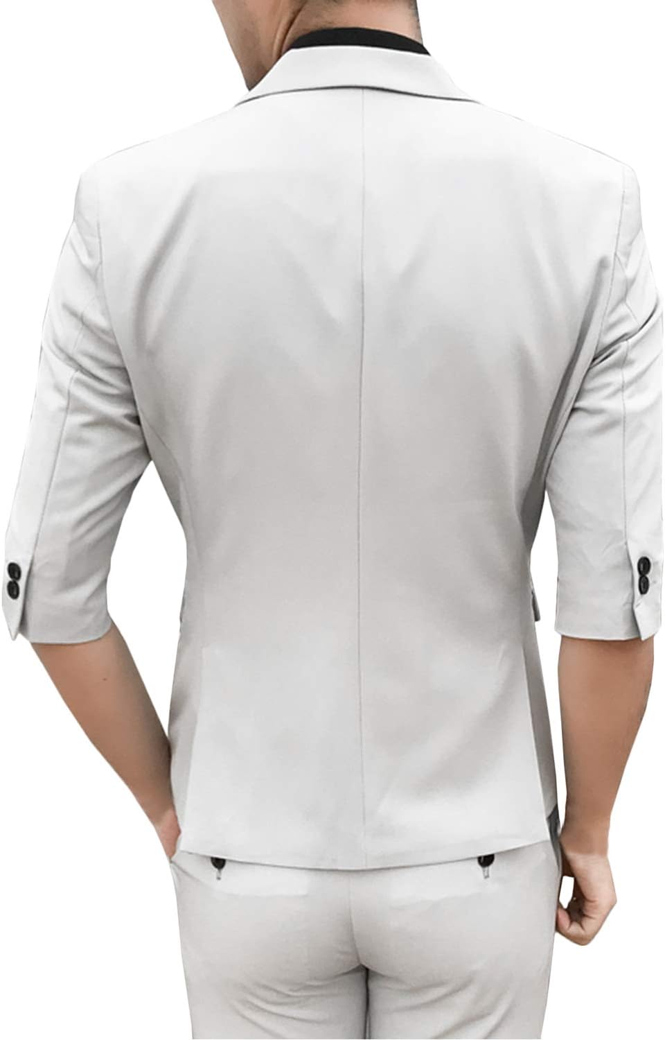 Wemaliyzd Modern Fit Young 2 Piece Suit Peak Lapel Blazer 1/2 Sleeves Short Pants