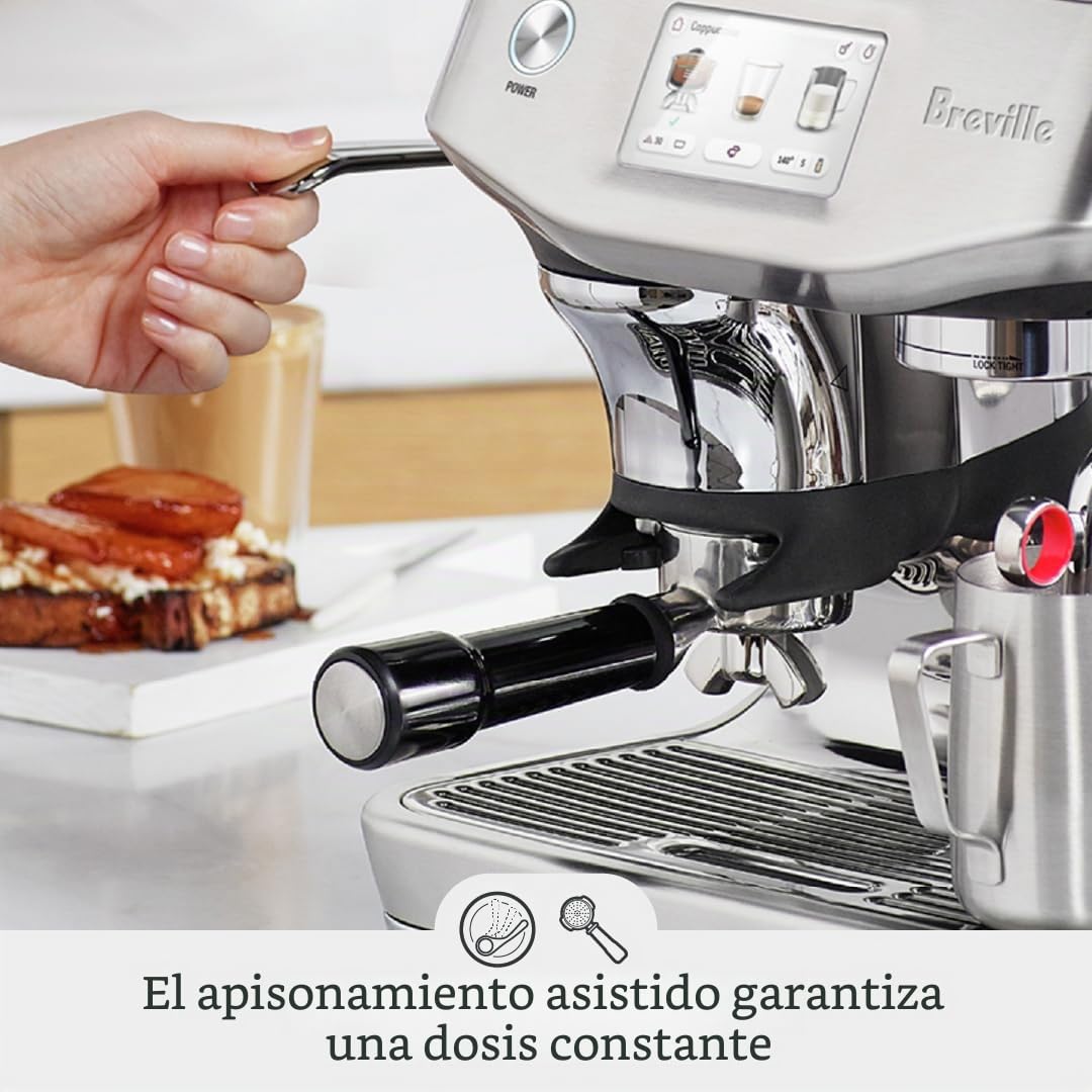 Breville The Barista Touch Impress - Máquina de espresso con molinillo y espumador de leche automático, cafetera espresso con apisonamiento asistido y pantalla táctil, máquina de capuchino y café con