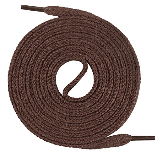 Mount Swiss©, lacci premium, 1 paio di lacci piatti in 100% cotone, resistenti agli strappi, larghezza 7 mm, Adulto (Unisex), marrone, 120 cm