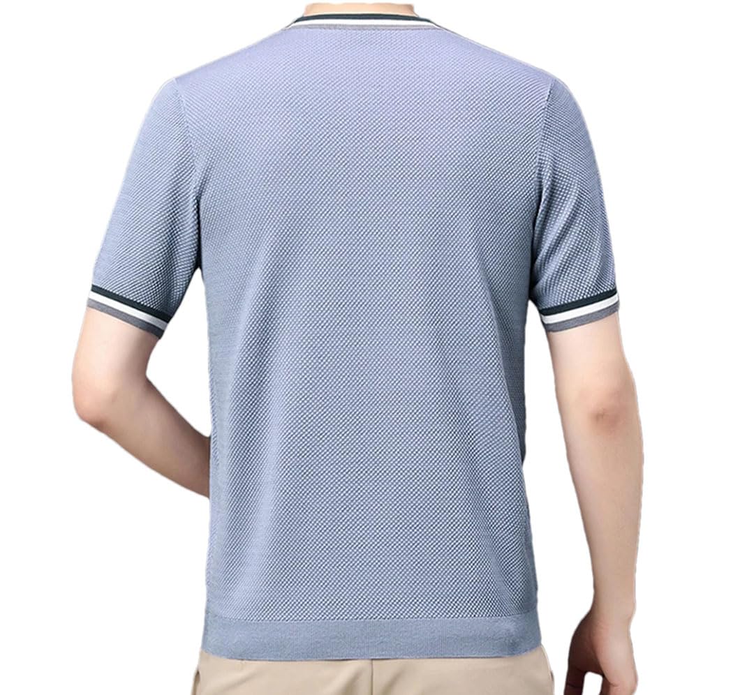 Męskie T-shirty Męskie T-shirty Jednolity Kolor Okrągły Dekolt Krótki Rękaw Męska Koszulka Dzianinowa Casual Top Tees
