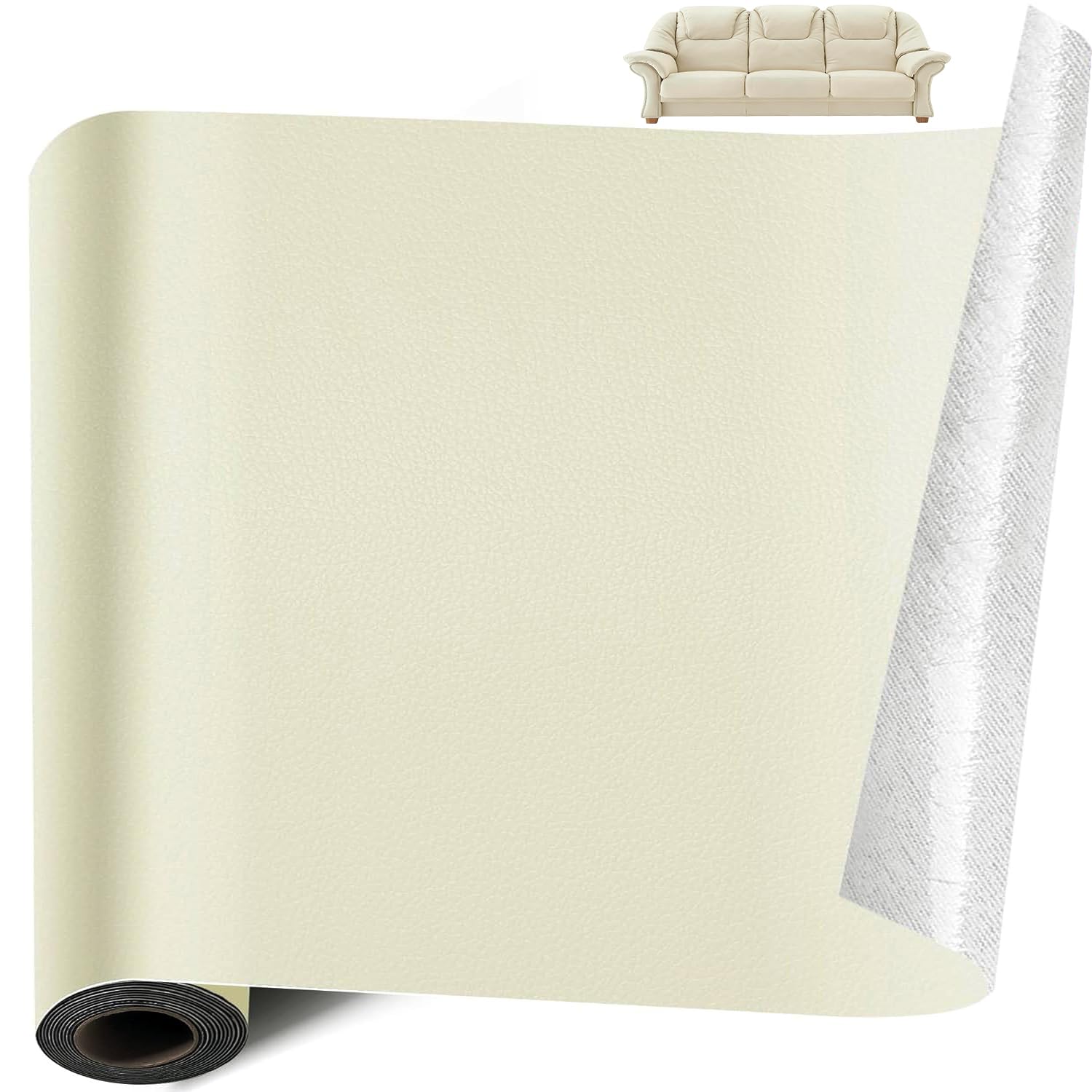 Kunstleder Selbstklebend Meterware 30 x 300cm - Leder Vinyl Reparatur Patch Set für Möbel/Sofas/Stühle/Autositze/Schränke/Handtaschen Kratzer Risse Löcher, Wasserdicht und Verschleißfest, Creme