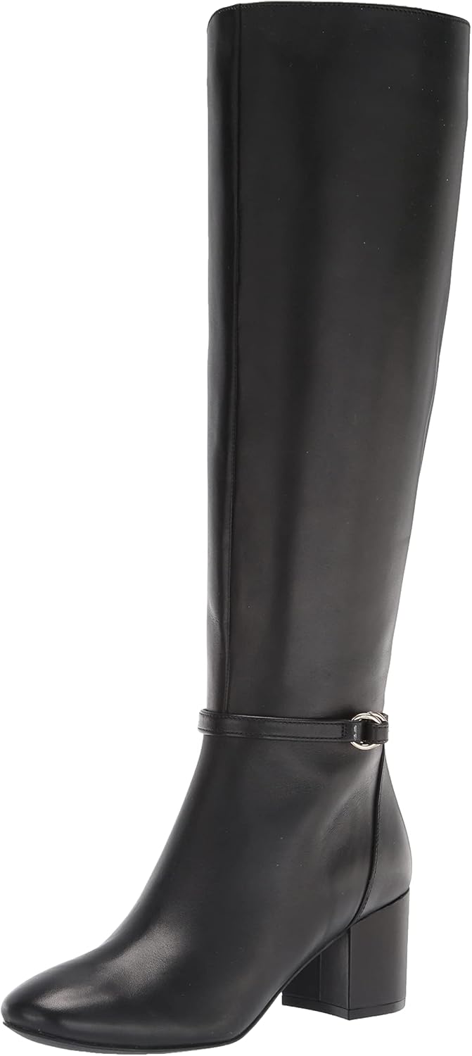 Cole Haan Women's Dana Block Heel Boot 60MM Equestrian, Black Princess Leather, 7