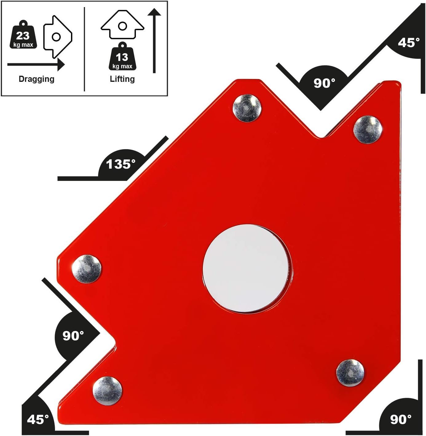 4-Pack Heavy Duty Welding Magnets – 50lb Hold, 4-Inch Arrows With 90, 45, 135, 180 Degree Angles 5 thumbnail image