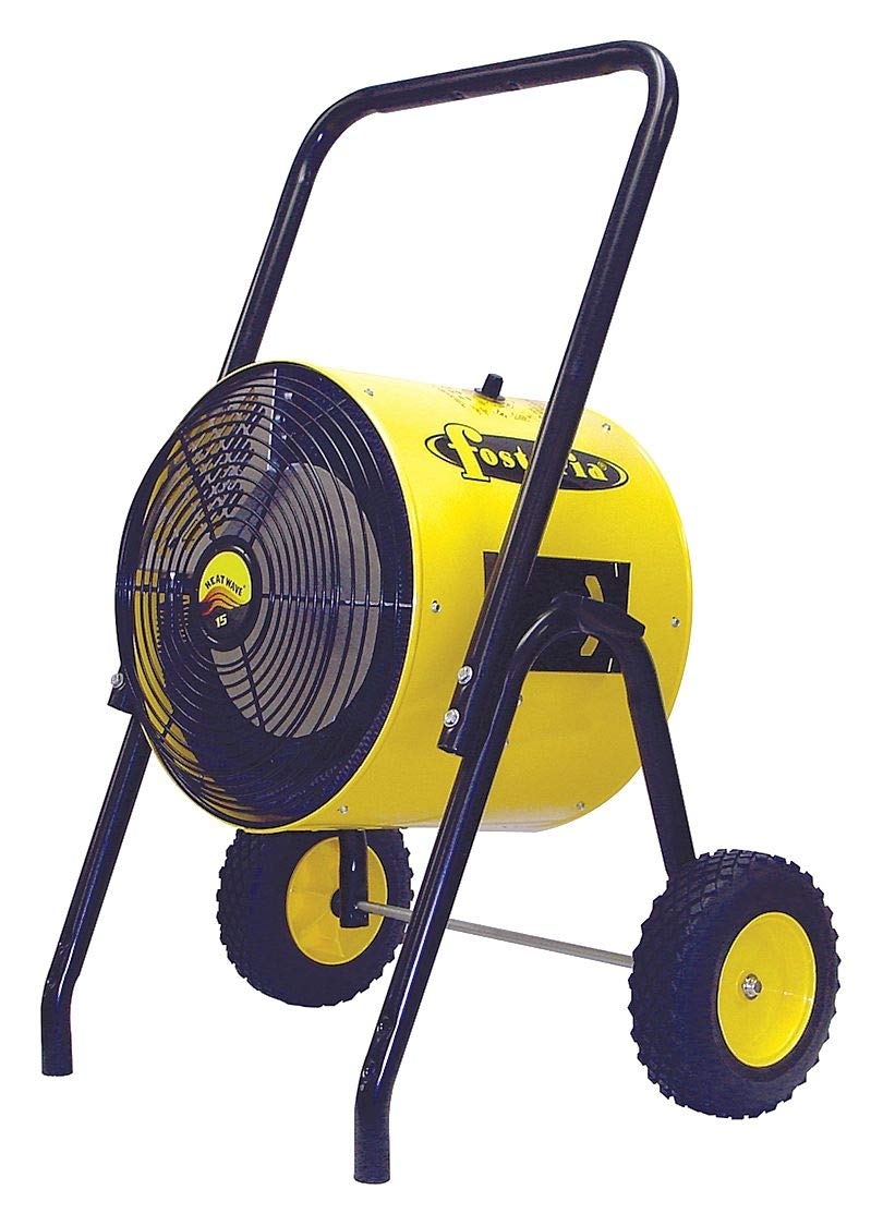 Fostoria FES-1524-3E Salamander Electric Heater on Wheels — Portable Heat Wave Construction Work Space Heater — Utility Job Site Heater w/Thermostat 51,195 BTU