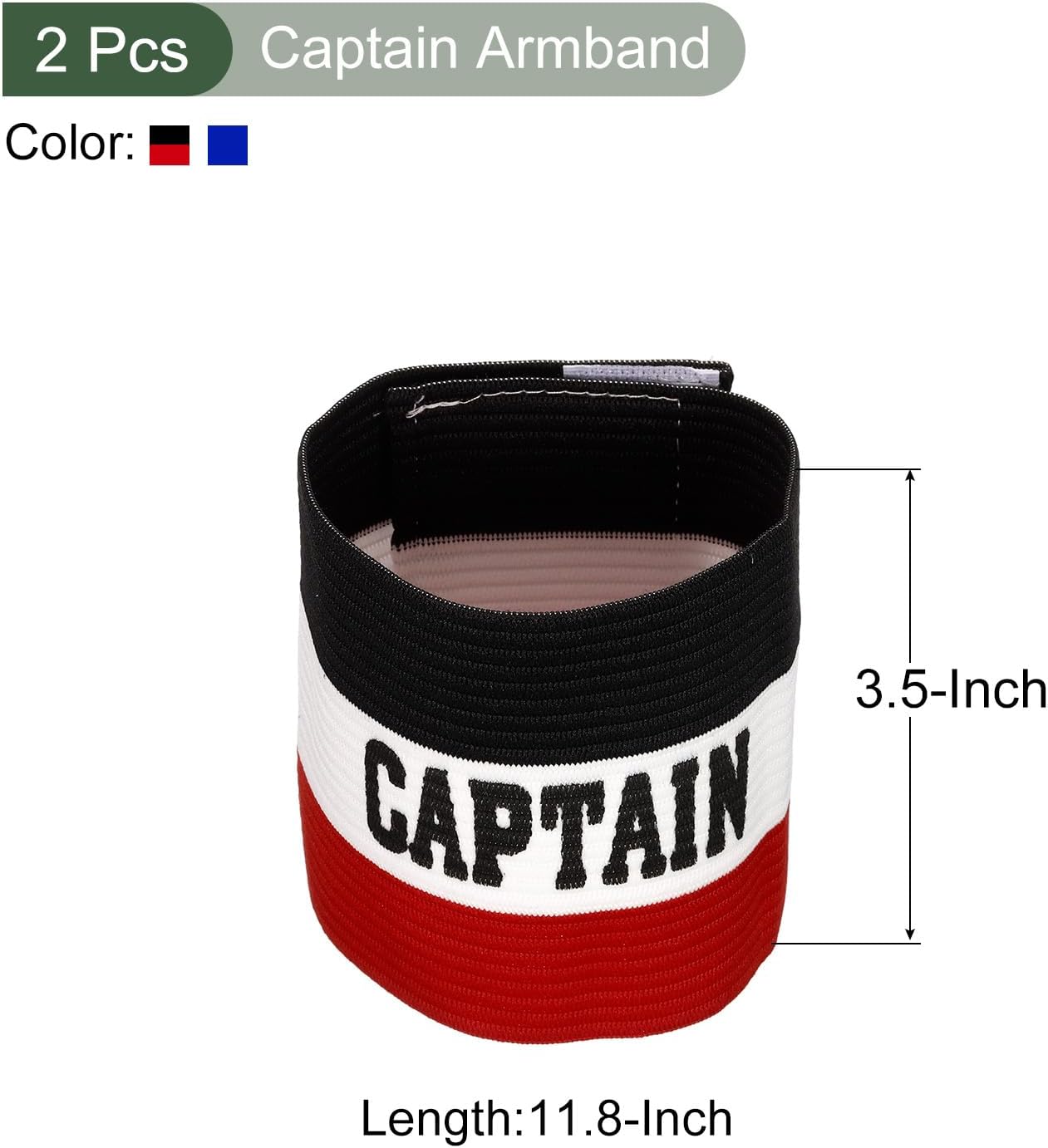 YOKIVE Captain Armband Set, Nylon Protective Arm Badge, Adjustable Flexibility, Great for Team Training, Competitions (Blue Black Red, 11.8 x 3.5 Inch)