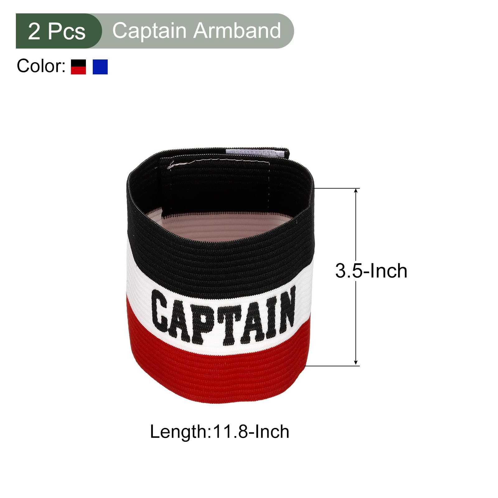 YOKIVE Captain Armband Set, Nylon Protective Arm Badge, Adjustable Flexibility, Great for Team Training, Competitions (Blue Black Red, 11.8 x 3.5 Inch)