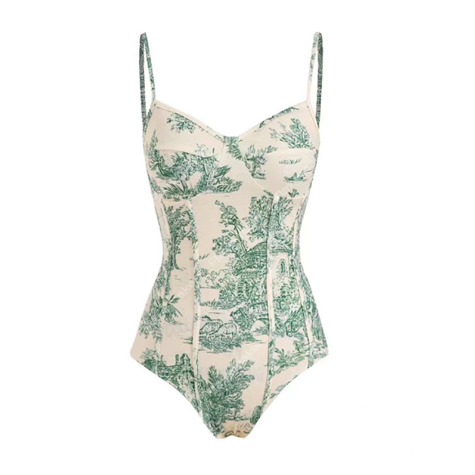 Stampa di Costume da Bagno Intero Semplice E alla Moda, Stile Slim, Bikini A Vita Alta, con Apertura sul Retro (Color : Khaki, Size : XL)