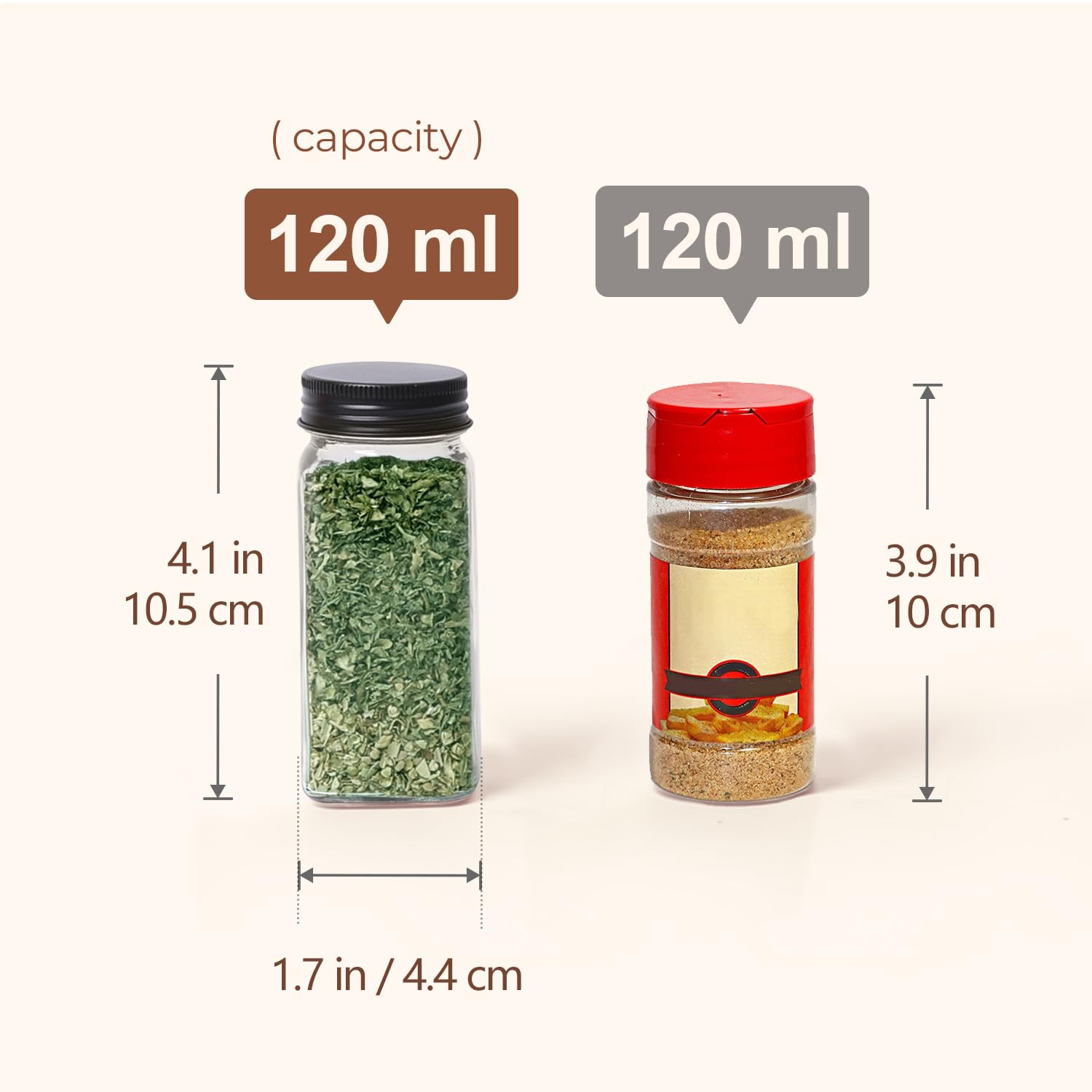 ComSaf Lot de 15 pots à épices en verre de 118 ml avec couvercles shaker, 93 étiquettes, un entonnoir pratique, un moulin à poivre, des récipients à épices vides et des bouteilles à épices carrées
