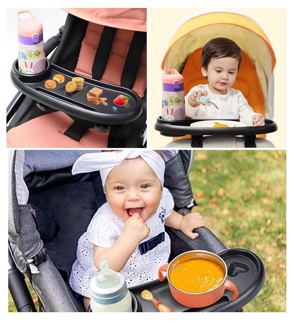 Bandeja universal para cochecito de bebé, bandeja universal para cochecito de bebé, con soporte para bebidas, accesorio para cochecito, adecuado para botellas de agua, alimentos, teléfonos móviles,