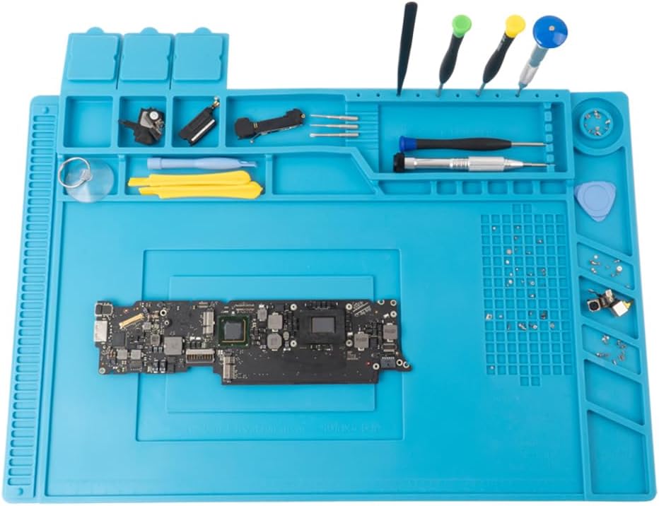 CPB Heat Resistant 932°F Soldering Mat, Large Anti-static Magnetic Mat with Screw Position, Silicone Soldering Work Mat for Soldering Station, Workbench, Computer, Phone Repair, 17.8'' x 11.8''