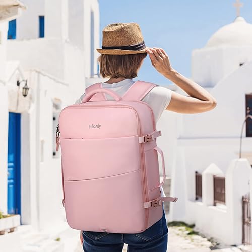 Miniatura 7 de Mochila de viaje para hombres y mujeres, 17 pulgadas, aprobada para vuelos, mochila de transporte impermeable grande de 40 L, mochila de viaje para