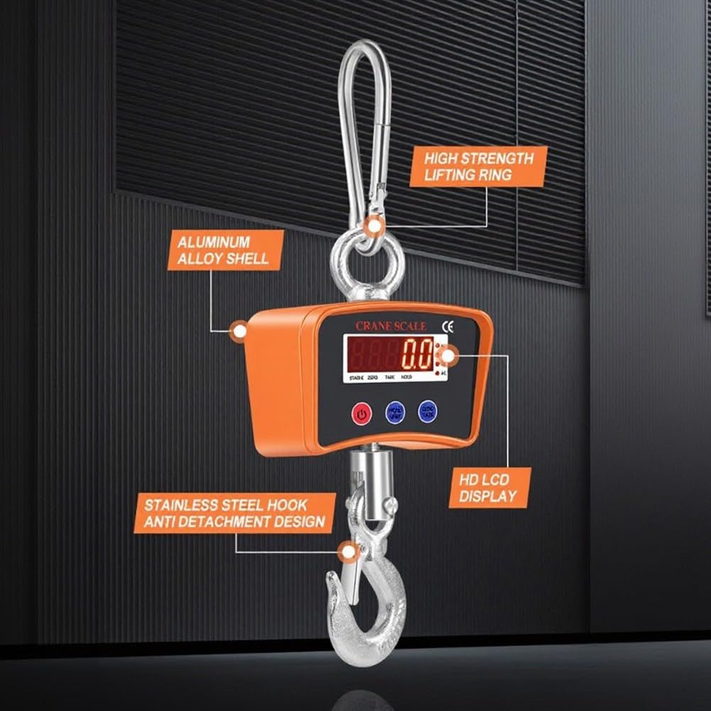 Bilancia Elettronica da Gancio 1000kg Ricaricabile LED