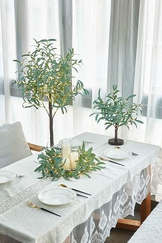 Hairui LED Baum Lichter Künstlicher beleuchteter Olivenbaum 4FT 160LEDs Warmweiß Künstliches Grünpflanzen mit Lichtern für die Dekoration der Hochzeitsfeiertagsfeier