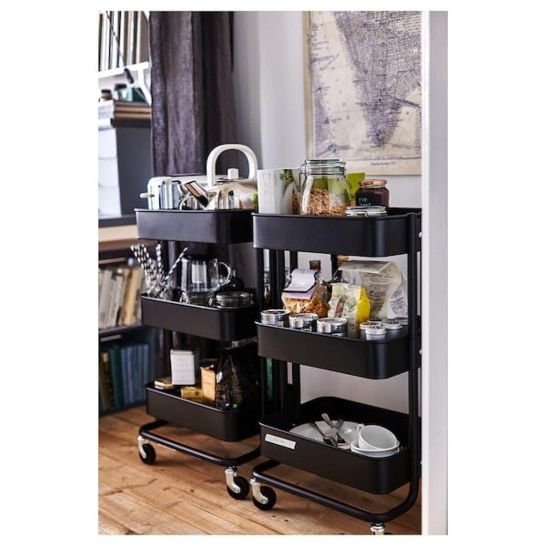 IKEA VESKEN Trolley Black 54x18x71 cm - Afandee Lebanon, image size:1100x1100