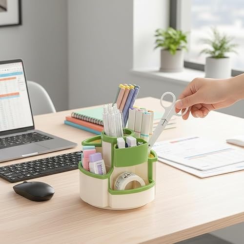 Vista 6 de Portalápices giratorio para organizadores de bolígrafos de escritorio, organizador de escritorio pequeño para oficina, hogar, escuela