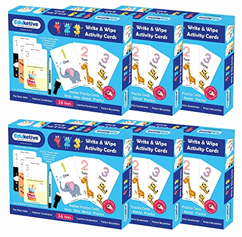 Image of 123 Numbers (Pack of 6) Write & Wipe Reusable Activity Educational Game Birthday Return Gift Pack