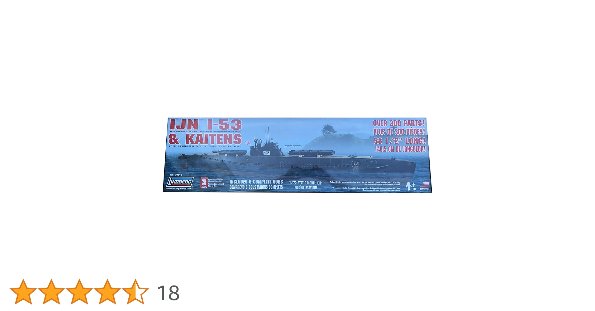 【当時物　未開封品】IJN I-53 & Kaitens 1/72 リンドバーグ Lindberg IJN I-53 Submarine with Kaiten Torpedoes 1/72 Kit