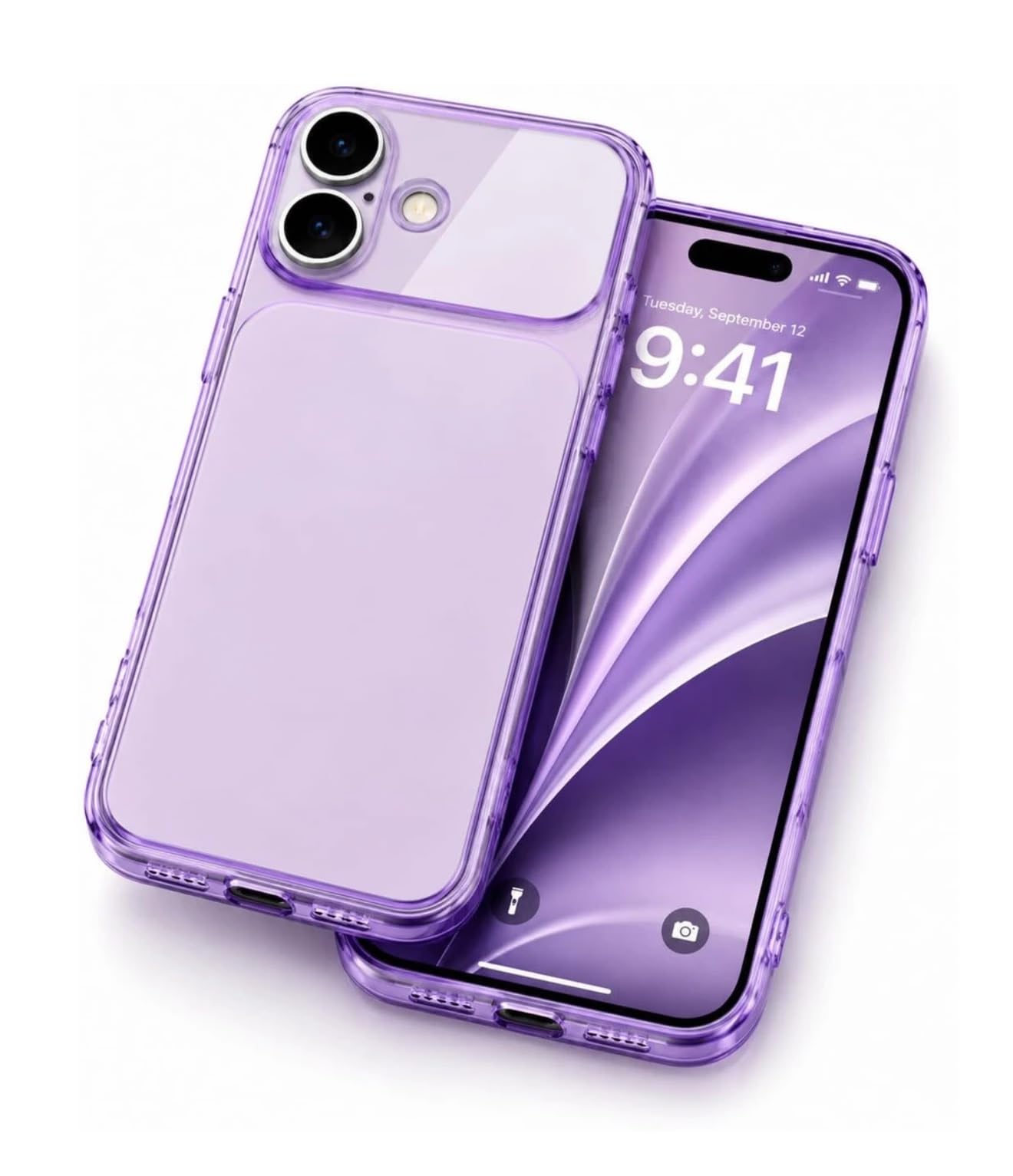 Dezet Compatible Clear Case for iPhone 17 Transparent Matte Soft Slim Shockproof TPU Bumper, Anti-Yellow Crystal Case with Camera Lens Protection Back Cover for (Purple) — Amazon image 2