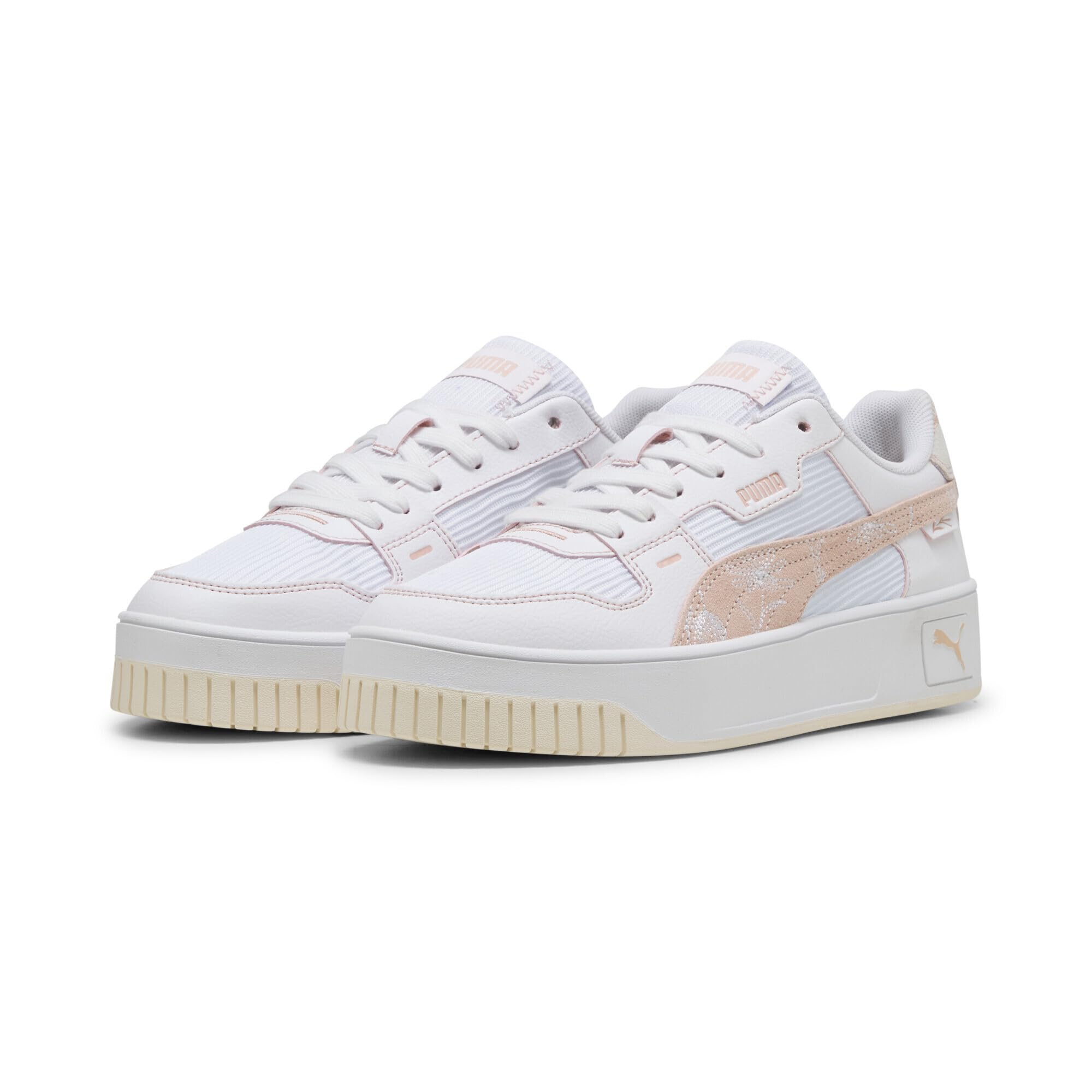 PUMA Women's Carina Street LUX Crafted Flowers Sneaker, White-Rose Quartz, 8.5 UK
