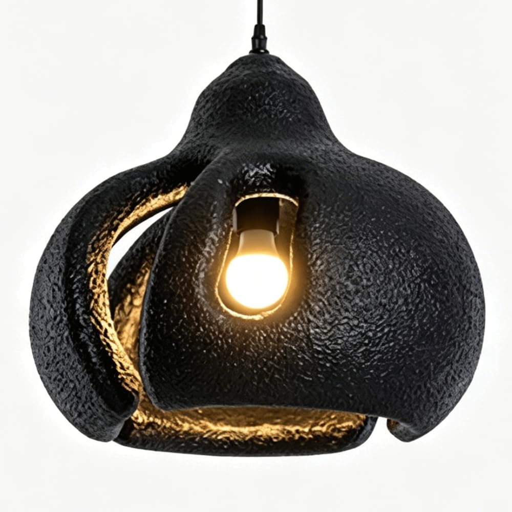 ESIYUVO Gourd Shaped Wabi Sabi Pendant Light Japanese Zen Ceiling Mount Hanging Lamp Equipped with E27 Base Multi Color High Density Polystyrene Chandelier for Bedroom Bedside Hallway Balcony Bar
