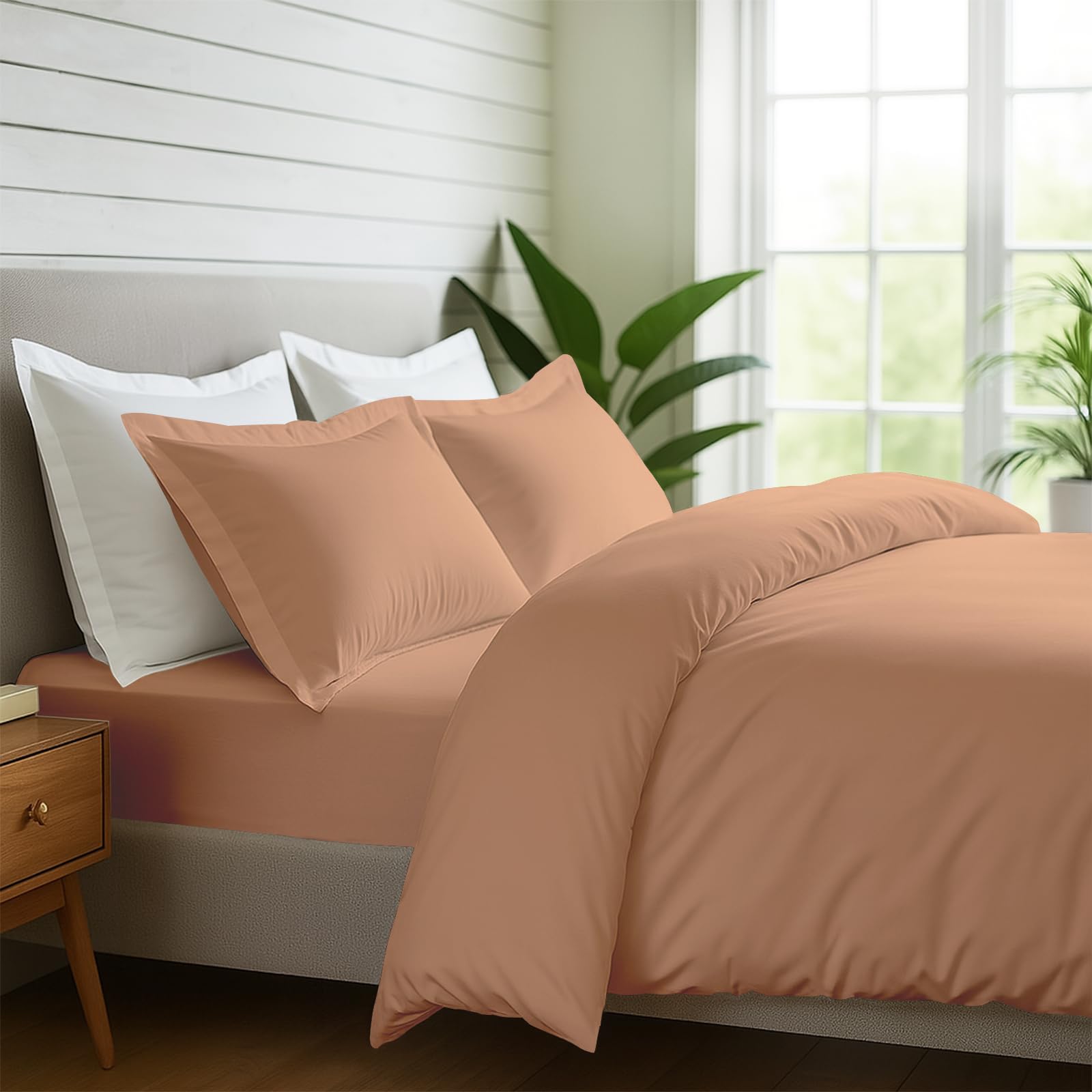 Pizuna Pure Combed Cotton Superking Bedding Set 600 Thread Count Peach — image 1