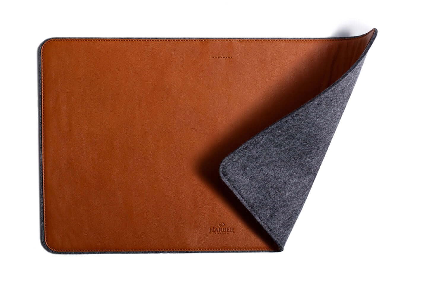 Harber London - Tappetino da scrivania in pelle e feltro | Minimalista | Blu navy | Fatto a mano | Sottomano in feltro "XL" 80 x 45 cm (31,49" x 17,71")