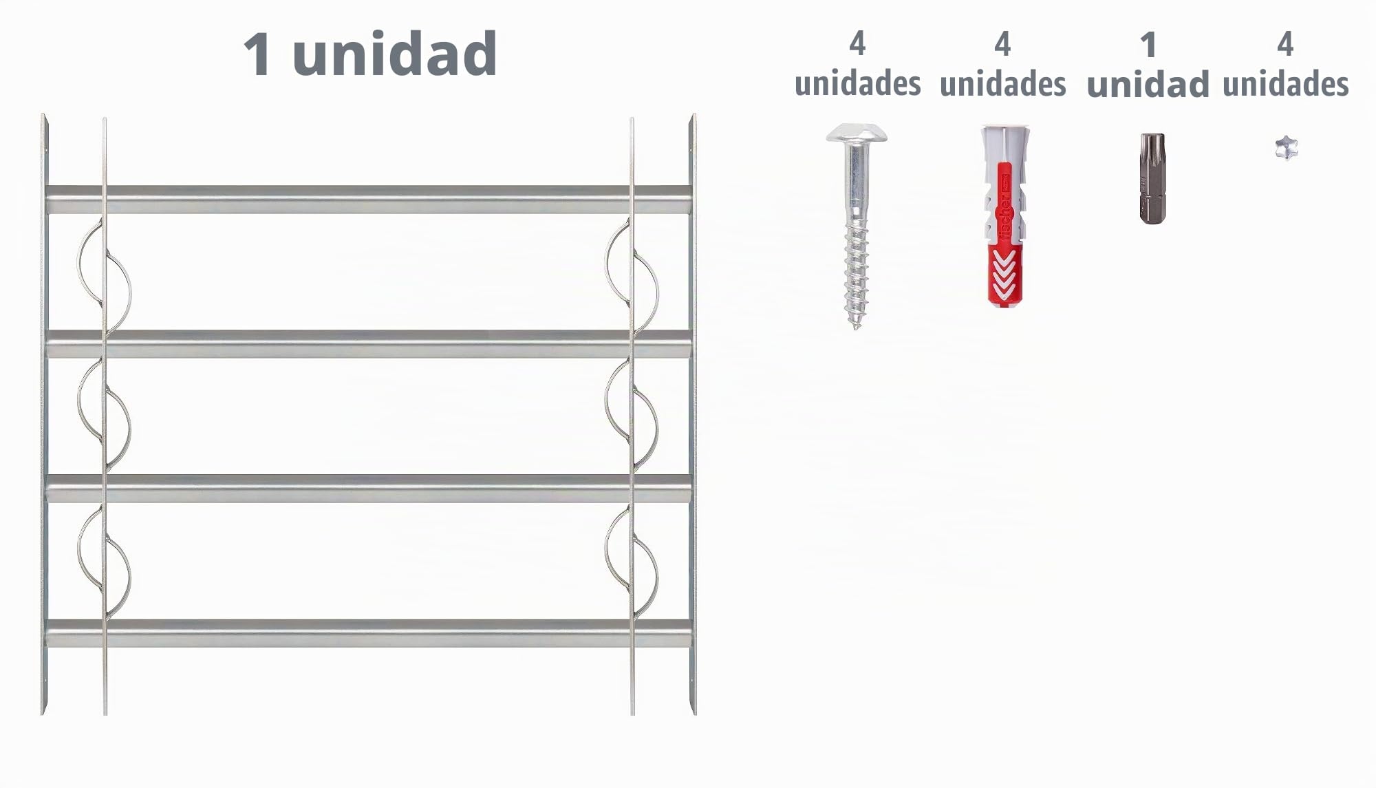 Alberts 563653 Reja de ventana Secorino Style, Extensible para ventanas exteriores, Reja antirrobo, Galvanizada en azul, 600 x 700-1050 mm