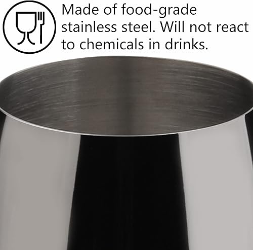 Miniatura 6 de Arora Copa de vino de acero inoxidable de 18 onzas, juego de 2 unidades, color negro, 3.6 pulgadas de profundidad x 8.3 pulgadas de alto (851036)