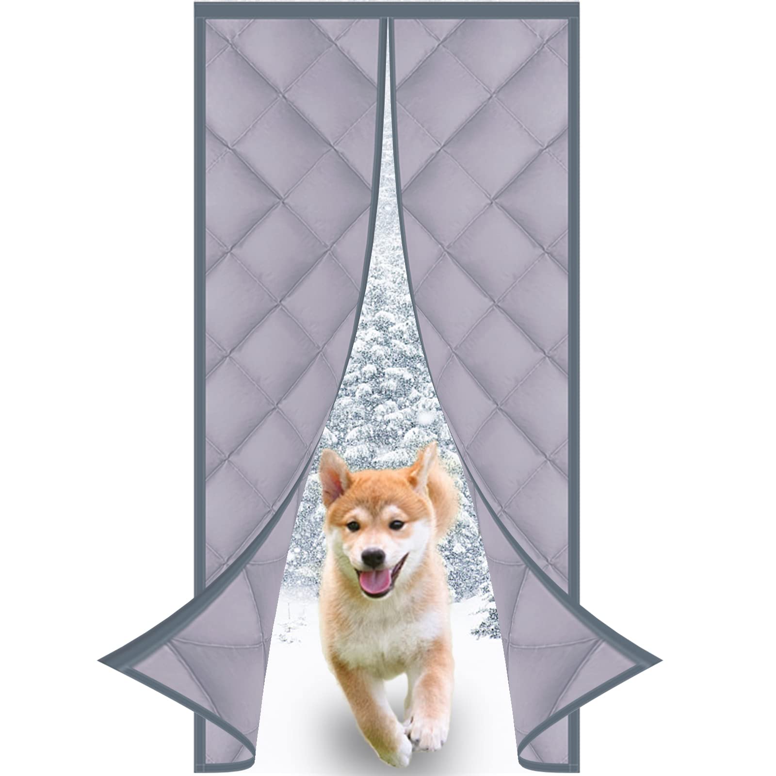 Cortina de Aislamiento Invierno Aislante Termico Puerta imanes Cortina de Puerta Cortina termica Aislante Frio y Calor en hogar y Cocina Tela Opaca insonorizada para Dormitorio - Gris 70x210cm