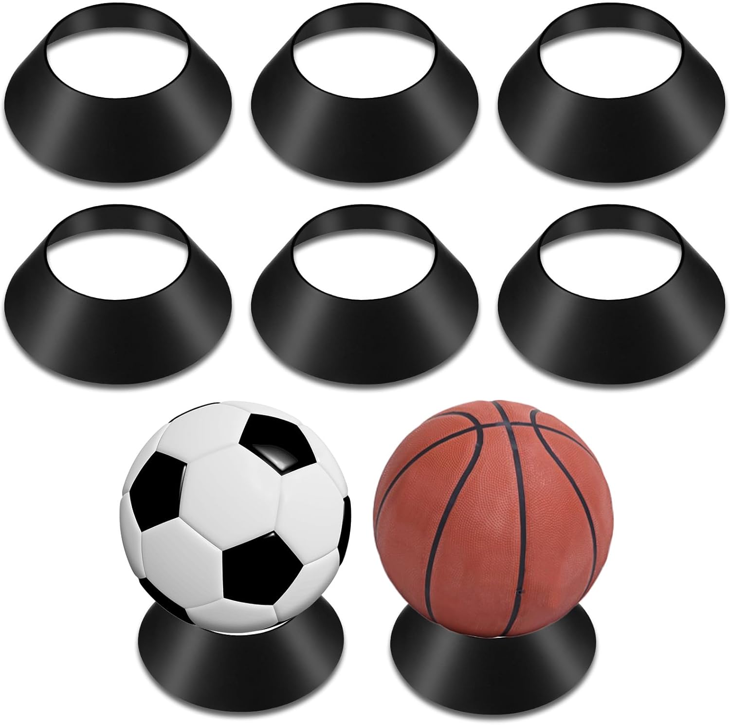 Skrfren 8-Pack Ball Display Stands - Durable Plastic Pedestals for Soccer, Basketball, Football & Sports Memorabilia