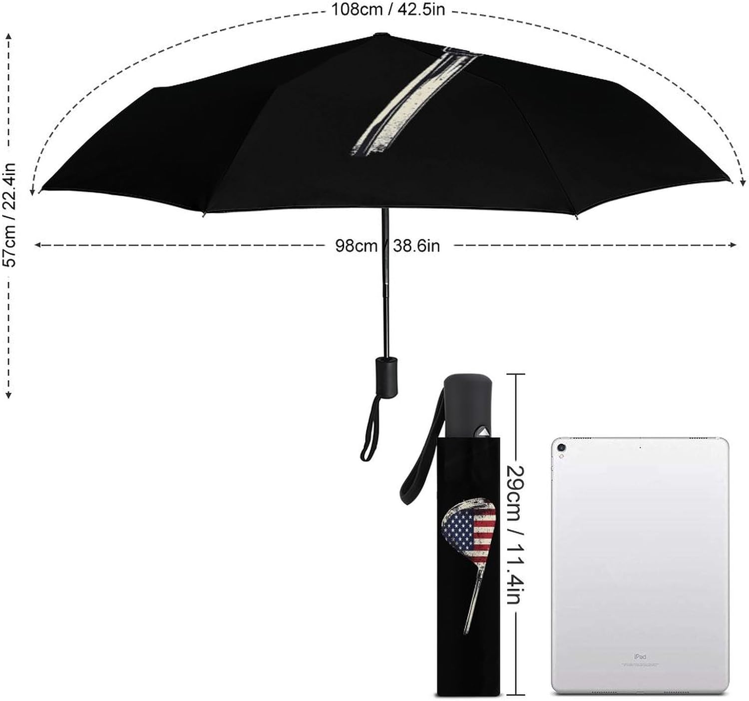 Golf Club U.S.A. Flag Travel Folding Umbrella Windproof Rain Auto Open Close Sun Umbrellas
