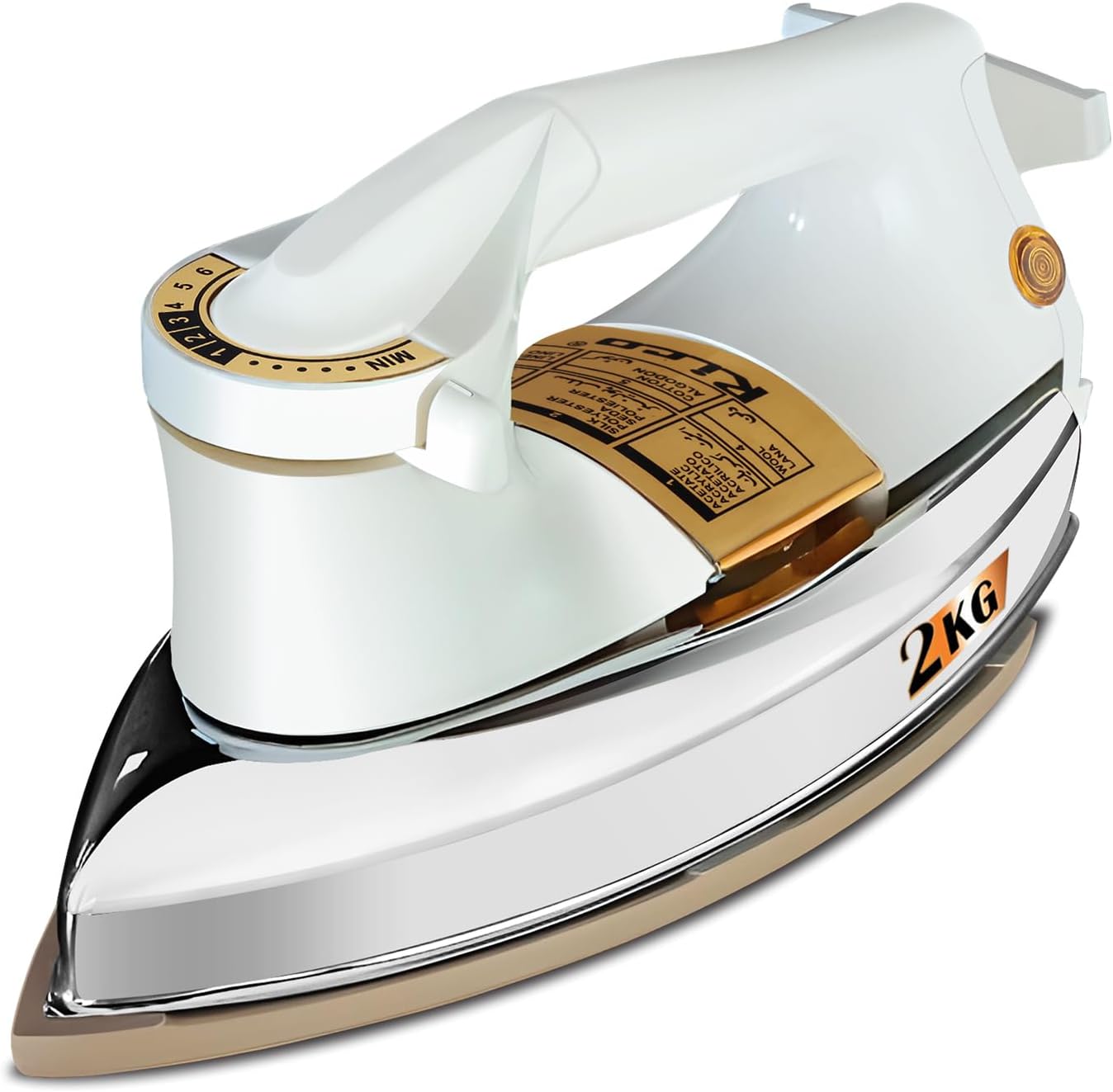 Rico 1000W 2KG Heavy Weight Dry Iron With 2 Years Replacement Warranty | Japanese Quick Heat Technology with Advance Sole Plate Iron Press | Shock Proof Iron Box for Clothes | Made In India - AI13