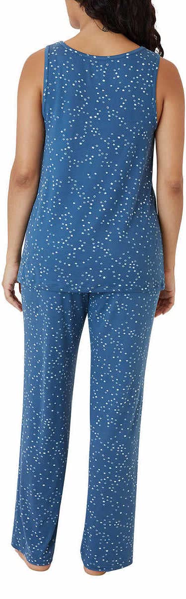 Eddie Bauer Damski 4-częściowy zestaw do spania, tank , koszulka, szorty, spodnie, Szary/niebieski, XS