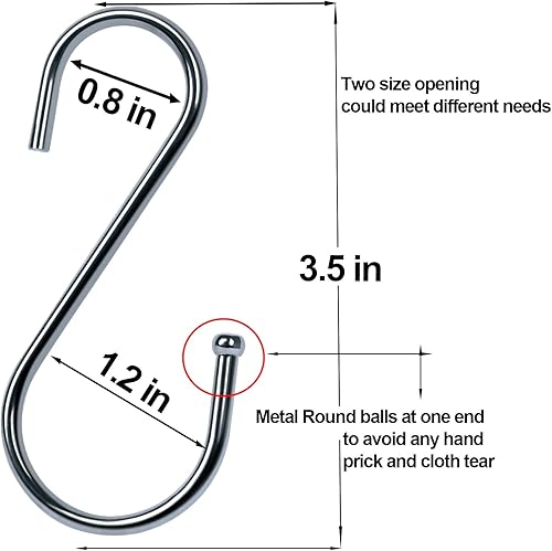 Miniatura 3 de Ganchos en S resistentes, ganchos en S de metal de acero inoxidable para colgar macetas y pantalones, puede con soporte de hasta 35 libras, gancho