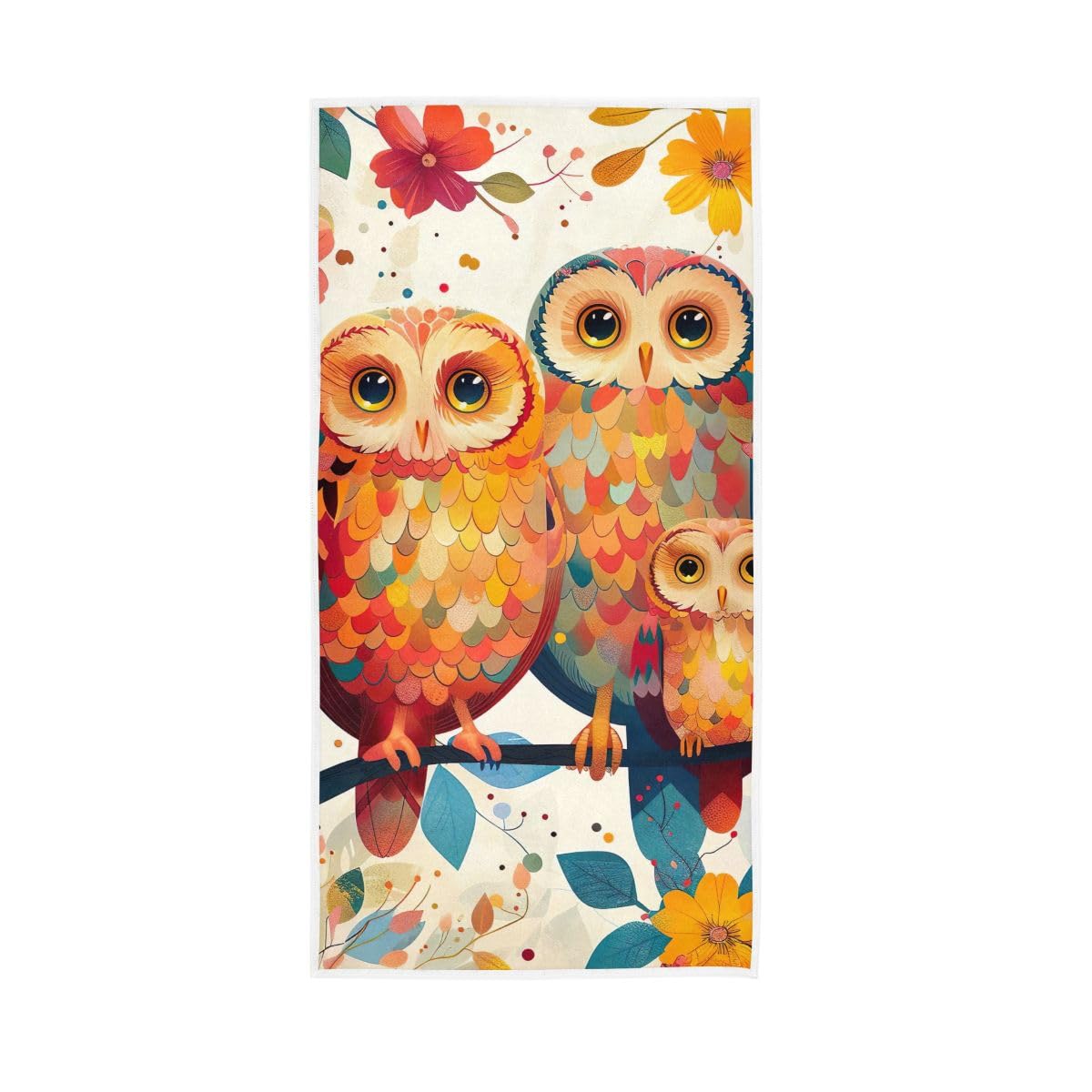 HUYGD Cute Owl Family Hand Towel Cotton Absorbent Soft Decorative Towel for Bathroom 15 x 30 Inch