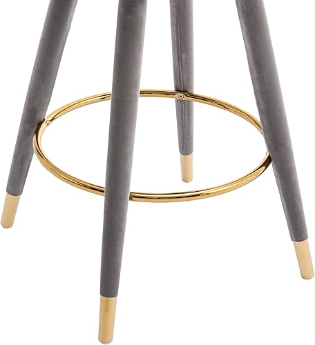 Miniatura 16 de Juego de 2 taburetes de bar, cojín grueso de terciopelo, con ribete de anillo y botón giratorio trasero, con una altura fija de 360 grados, Negro