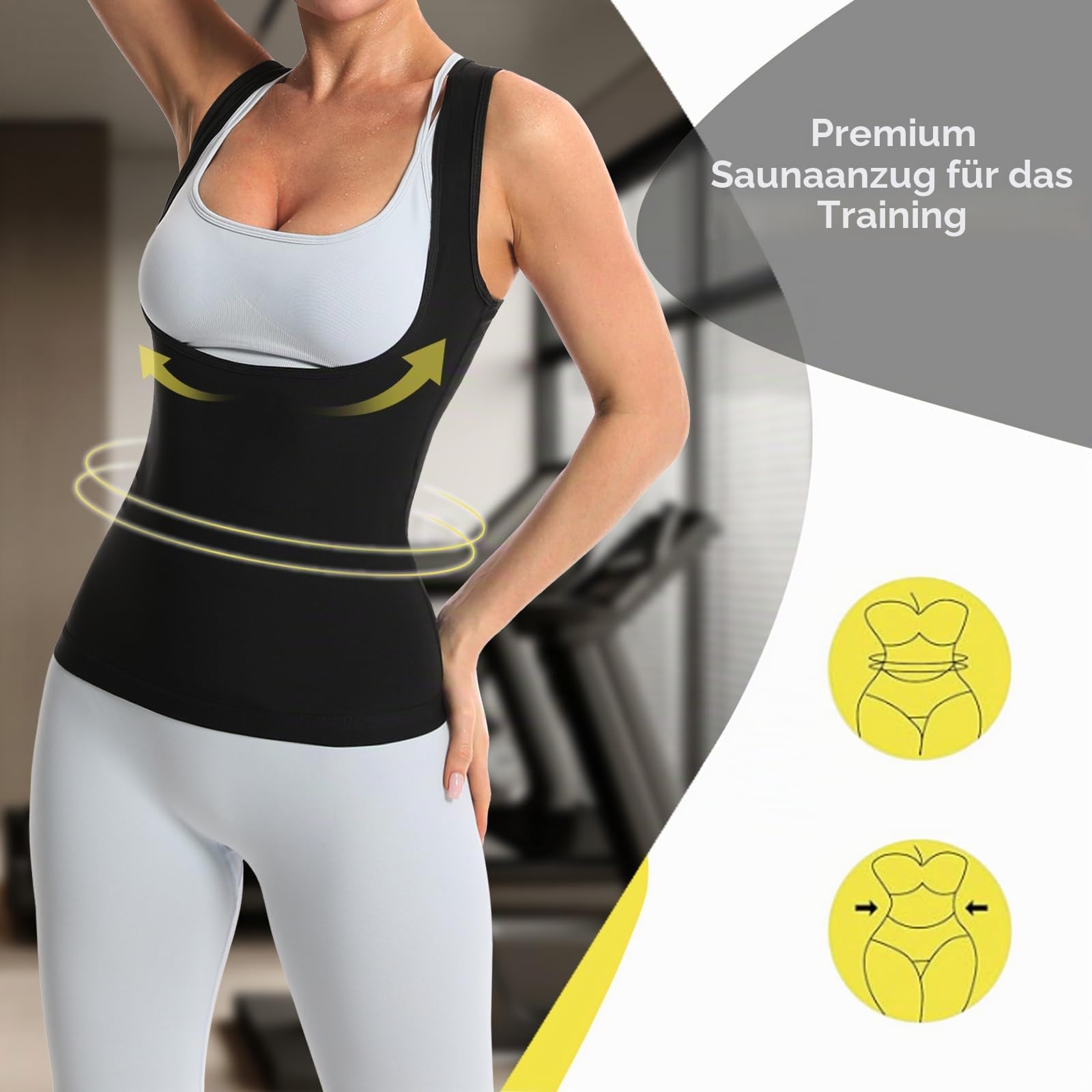 JBT Saunaanzug, Schweißweste für Damen, Gewichtsverlust, Taillentrainer, Schweißweste für Damen, Fitness, Bodyshaper, Weiß