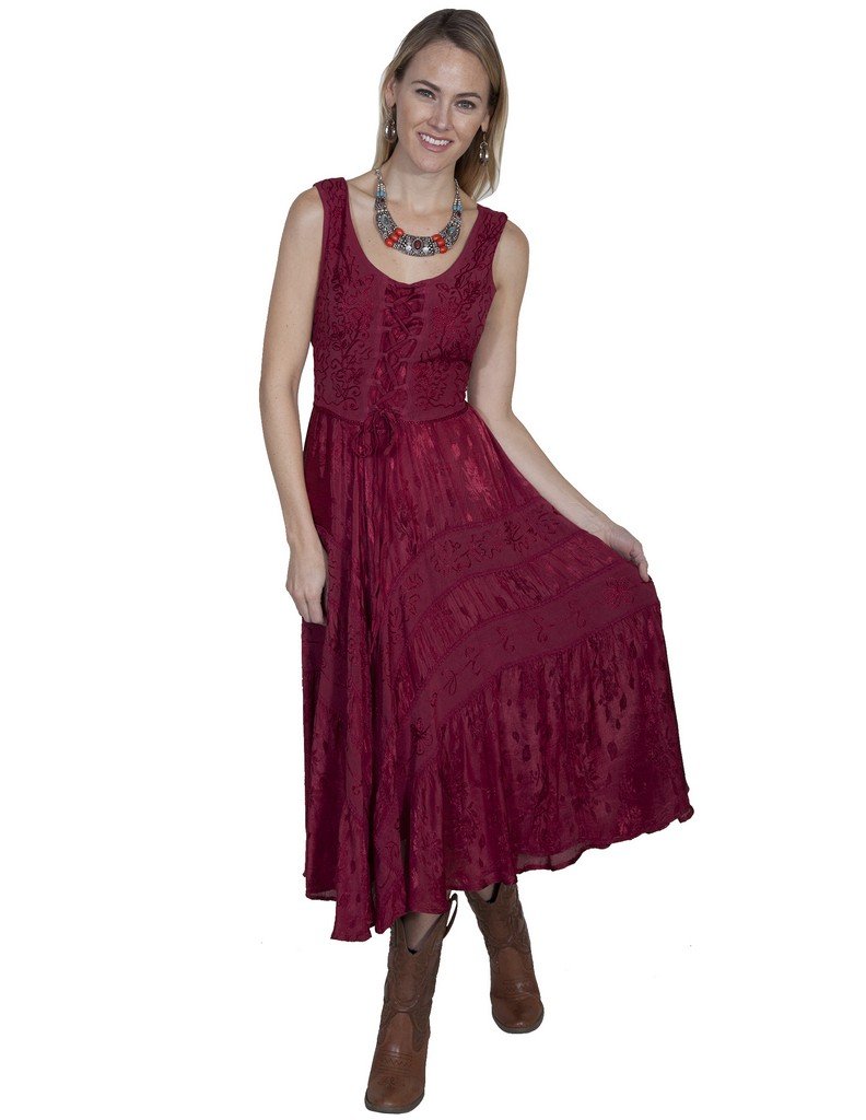 Scully Ash Grey Full Length Lace-Up Front Womens Sleeveless Dress HC118