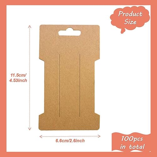 Miniatura 2 de Doromy 200 Pcs Rectangular Hair Clip Display Cards Kraft Paper Hair Barrettes Display Holder Brown White Kraft Paper Cards Jewelry Hair Bow Holder