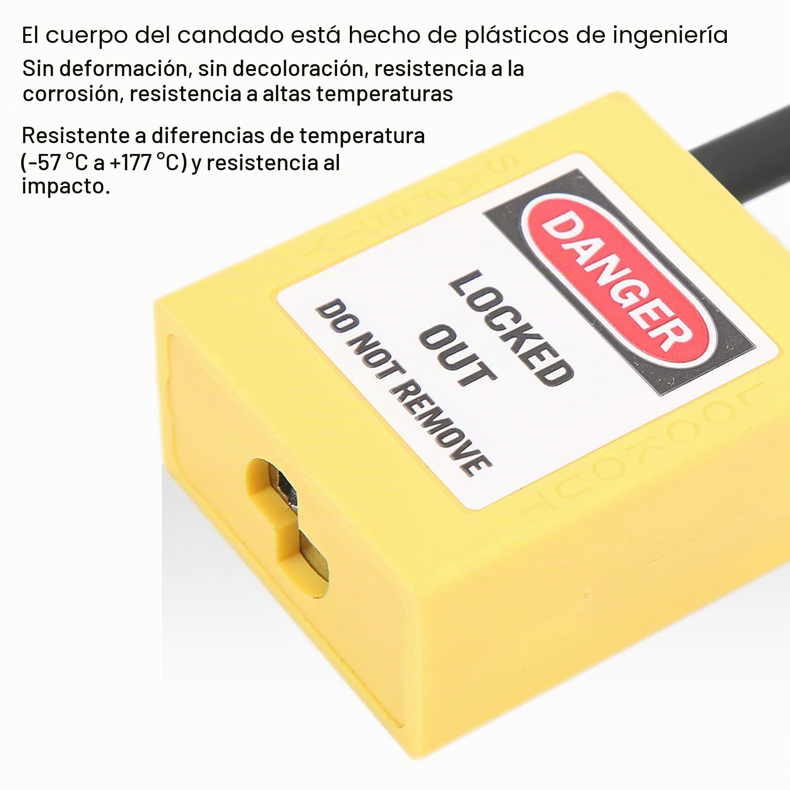 FILFEEL Candado de Bloqueo, candado de Seguridad de Nailon de 38 mm para sitios industriales, Juego de candados de Seguridad con 2 Llaves por candado, 10 Juegos(Amarillo)