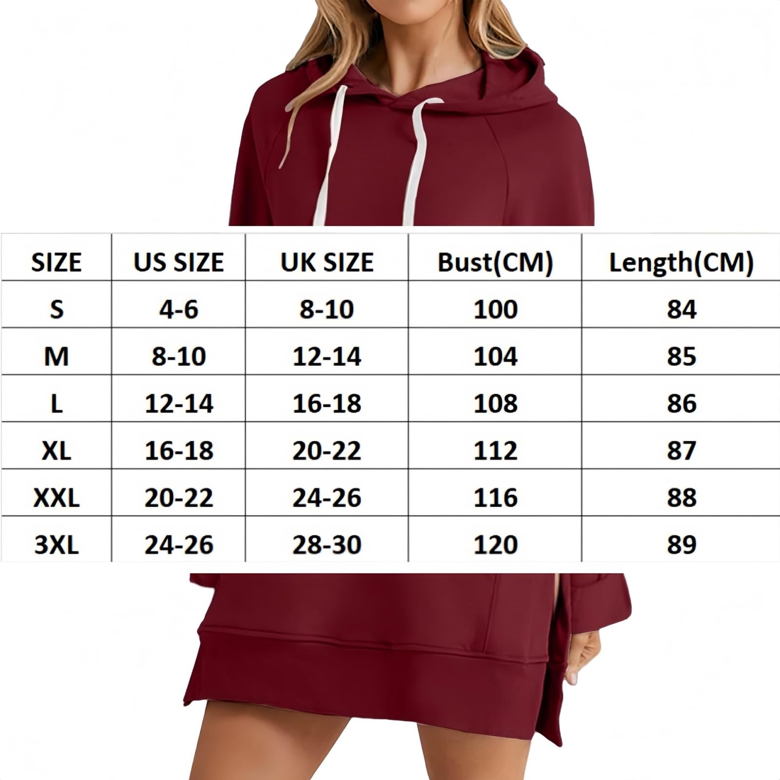 Curvywaves Oversizowa miękka sukienka z kapturem dla kobiet, bluza z długim rękawem, sukienka z rozcięciem na jesień, zimę, modna z kieszeniami