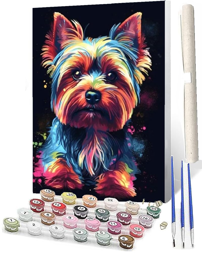 Wmzpoy Paint By Numbers For Adults And Modern Diy Paint By Number Animal Yorkshire Terrier Oil Paintings Arts And Crafts Paint By Numbers Kits Acrylic Painting 16 X 20 Inch