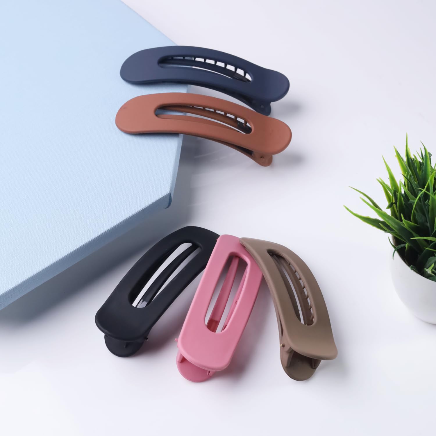 ANNA CREATIONS Korean Large Flat Matte Hair Claw Clips for Thick Hair Premium Strong Hold Long Thin Thick Hair Clips Fashion Big Hairclip Hair Accessories Clutches Women and Girls 5 Pcs (Duck Bill) - Image 3 thumbnail