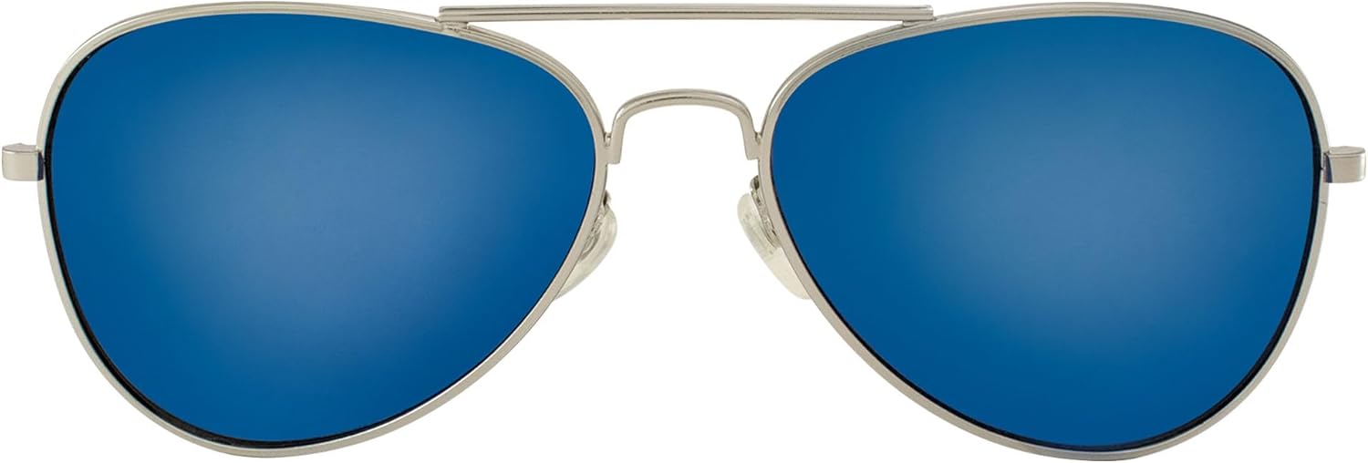 Pacific Coast Classic Pilot Aviator Sunglasses Chrome Frame w/Blue Mirrored Lenses - Image 2