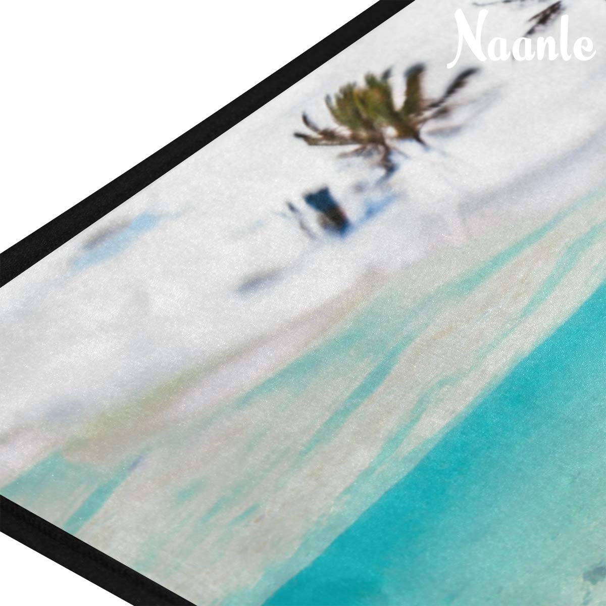 Naanle Ocean Turtle Anti Fatigue Kitchen Floor Mat, Sea Beach Plam Tree Non Slip Absorbent Comfort Standing Mat Kitchen Runner Rug for Hallway Entryway Bathroom Living Room Bedroom 39 x 20 Inches