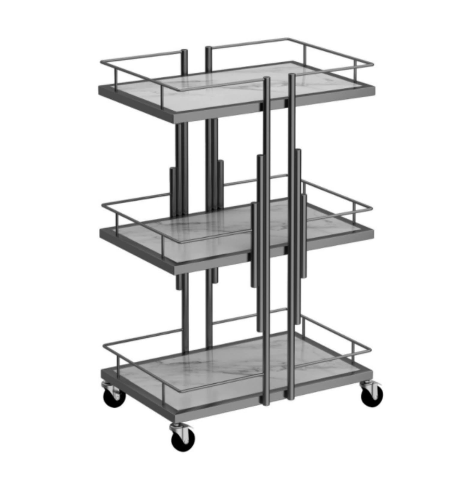 3-Tier Salon Hairdressing Rolling Cart For Bedroom Tattoo Shop For Barber Shops(Black)